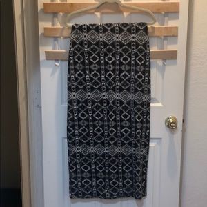 Black and Grey Tribal Print Maxi Skirt